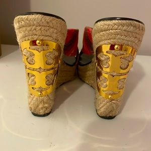 Tory Burch size 7.5  5 inch platforms wedges. Worn once.